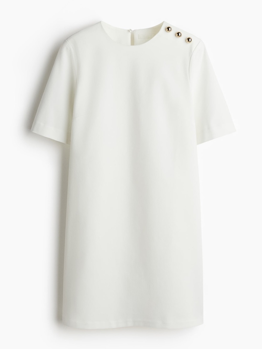 H&M A-Line Dress in White with Gold Buttons